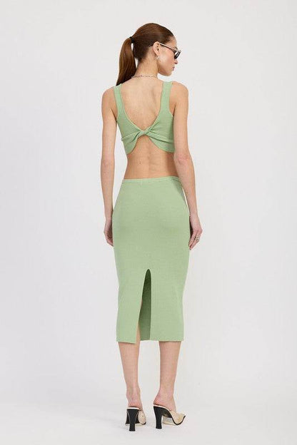 MID PENCIL SKIRT WITH SLIT - Shop Style & More | Fresh Looks, Everyday Deals & Free Shipping