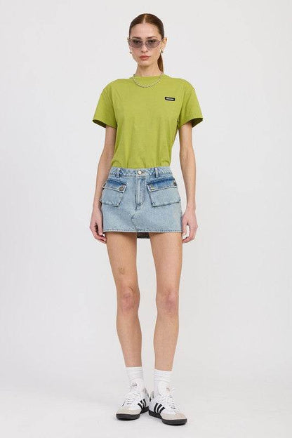 LOW WAIST DENIM MINI SKIRT WITH POCKETS - Shop Style & More | Fresh Looks, Everyday Deals & Free Shipping