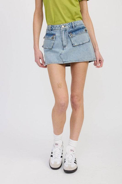 LOW WAIST DENIM MINI SKIRT WITH POCKETS - Shop Style & More | Fresh Looks, Everyday Deals & Free Shipping