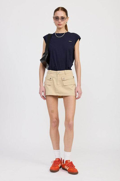 LOW WAIST DENIM MINI SKIRT WITH FRONT POCKETS - Shop Style & More | Fresh Looks, Everyday Deals & Free Shipping