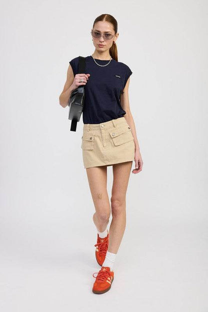 LOW WAIST DENIM MINI SKIRT WITH FRONT POCKETS - Shop Style & More | Fresh Looks, Everyday Deals & Free Shipping