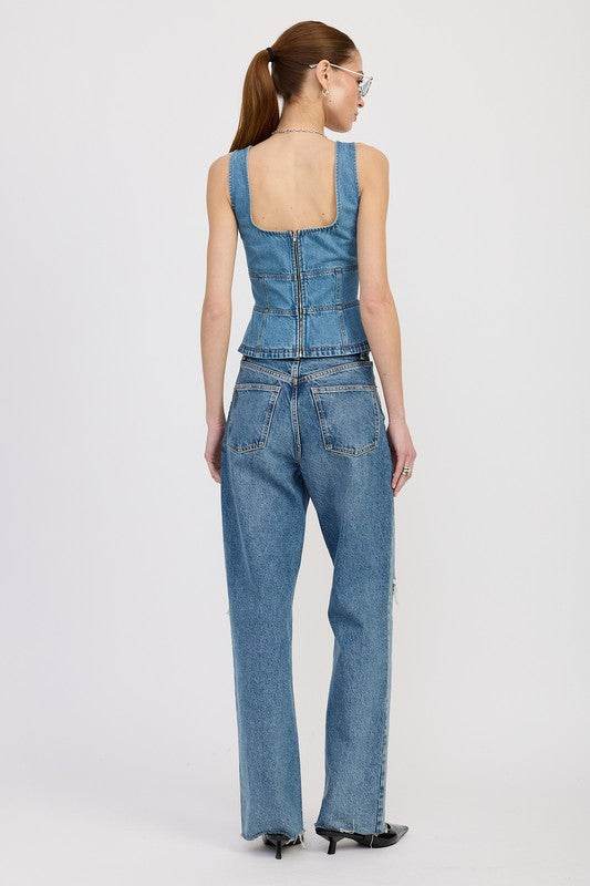 DENIM LACE UP BUSTIER TOP - Shop Style & More | Fresh Looks, Everyday Deals & Free Shipping
