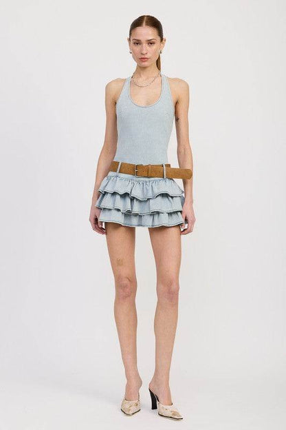 TIERED MINI DRESS WITH HALTER NECK AND BELT - Shop Style & More | Fresh Looks, Everyday Deals & Free Shipping