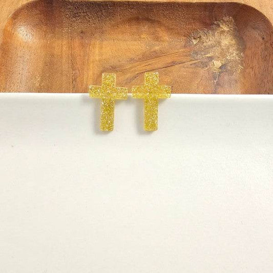Cross Studs - Gold Glitter - Shop Style & More | Fresh Looks, Everyday Deals & Free Shipping