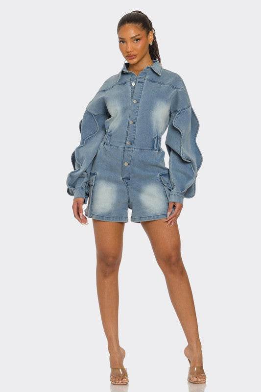 Sculpted Edge Denim Romper - Shop Style & More | Fresh Looks, Everyday Deals & Free Shipping