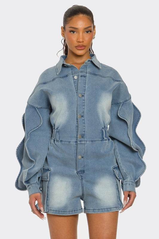 Sculpted Edge Denim Romper - Shop Style & More | Fresh Looks, Everyday Deals & Free Shipping