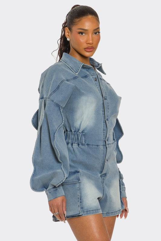 Sculpted Edge Denim Romper - Shop Style & More | Fresh Looks, Everyday Deals & Free Shipping