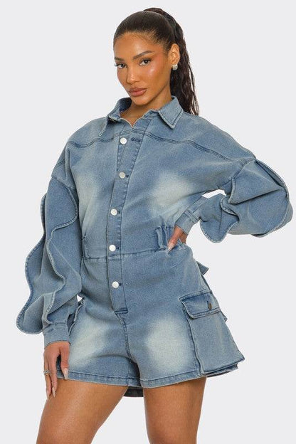 Sculpted Edge Denim Romper - Shop Style & More | Fresh Looks, Everyday Deals & Free Shipping