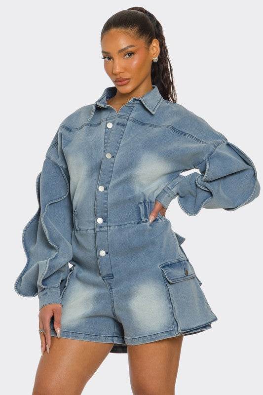 Sculpted Edge Denim Romper - Shop Style & More | Fresh Looks, Everyday Deals & Free Shipping