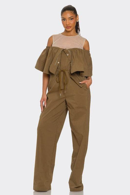 Dual Essence Off-Shoulder Utility Jumpsuit - Shop Style & More | Fresh Looks, Everyday Deals & Free Shipping