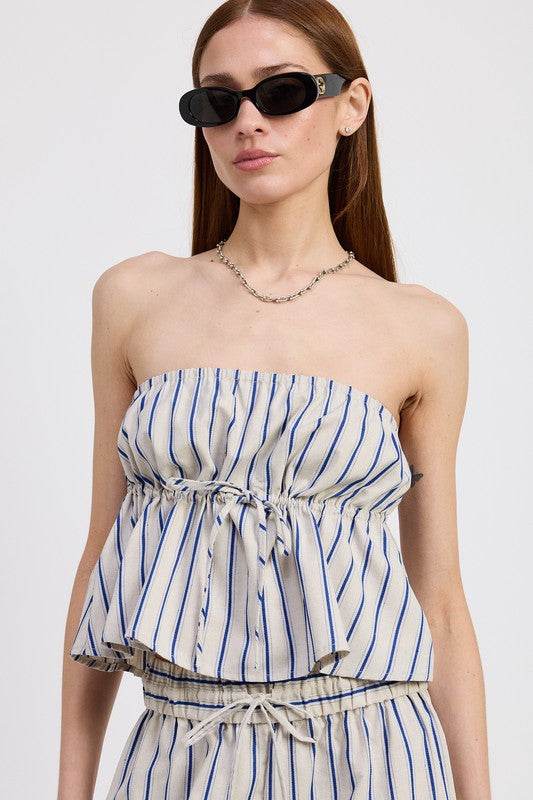 STRIPED STRAPLESS TOP WITH FRONT TIE - Shop Style & More | Fresh Looks, Everyday Deals & Free Shipping