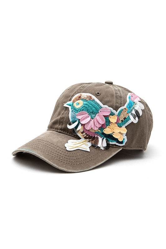Mix Media Bird Patch Vintage Cotton Canvas Cap - Shop Style & More | Fresh Looks, Everyday Deals & Free Shipping