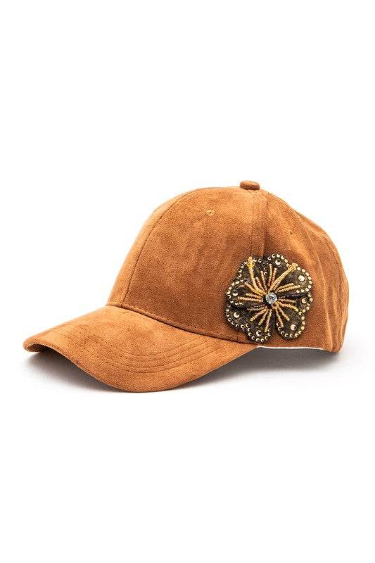 Beaded Flower Suede Fashion Cap - Shop Style & More | Fresh Looks, Everyday Deals & Free Shipping