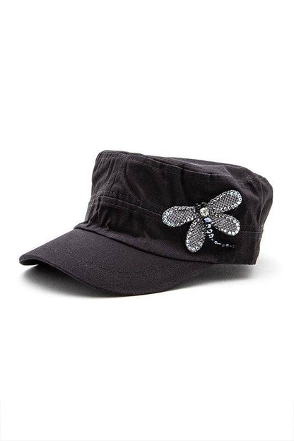 3D Dragonfly Beaded Statement Cadet Hat - Shop Style & More | Fresh Looks, Everyday Deals & Free Shipping