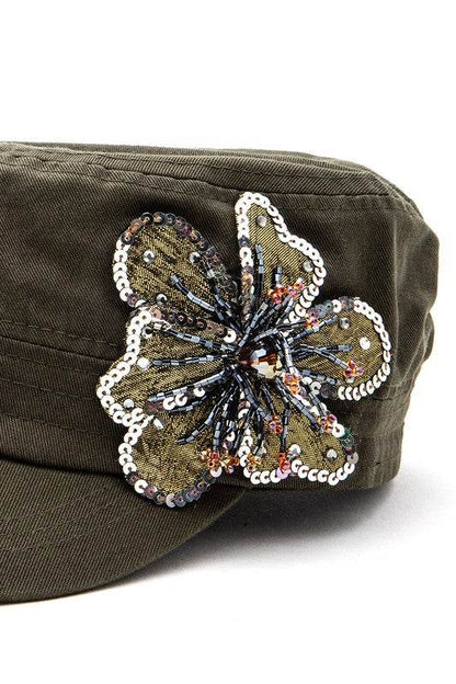 Sequins Beaded 3D Flower Statement Cadet Hat - Shop Style & More | Fresh Looks, Everyday Deals & Free Shipping
