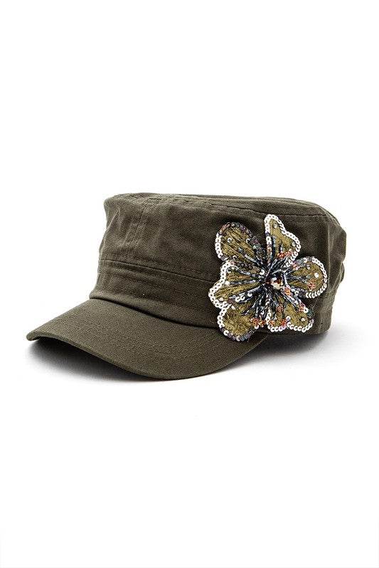 Sequins Beaded 3D Flower Statement Cadet Hat - Shop Style & More | Fresh Looks, Everyday Deals & Free Shipping