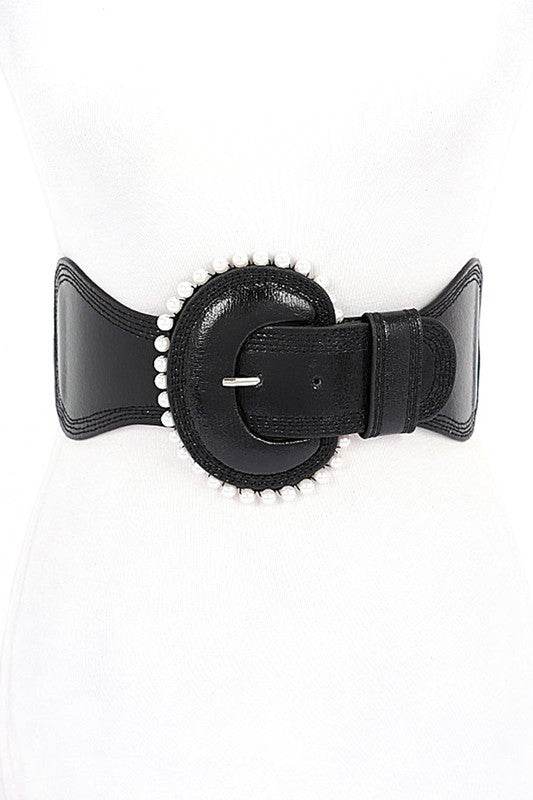 Pearl Accent Metallic Elastic Wide Belt - Shop Style & More | Fresh Looks, Everyday Deals & Free Shipping