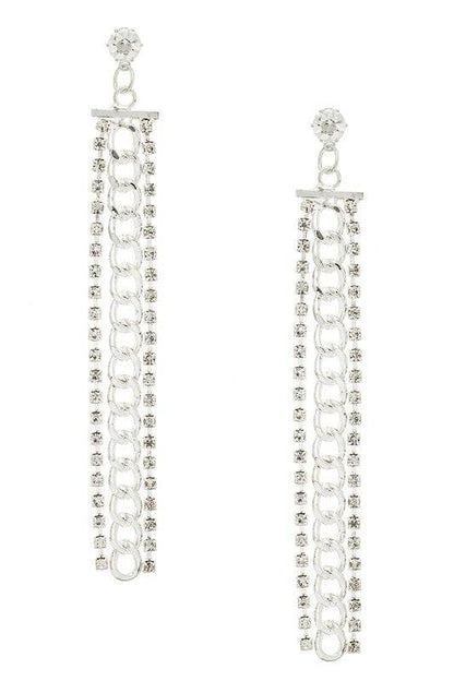 Rhinestone Chain Long Drop Earrings - Shop Style & More | Fresh Looks, Everyday Deals & Free Shipping