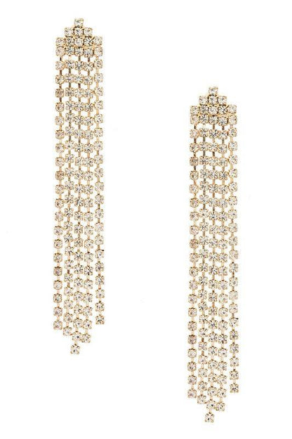 Fringe Rhinestone Chain Drop Earrings - Shop Style & More | Fresh Looks, Everyday Deals & Free Shipping