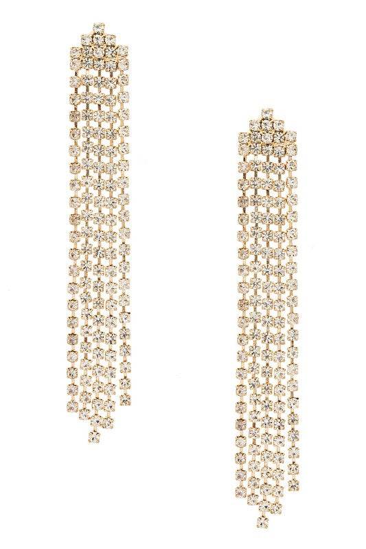 Fringe Rhinestone Chain Drop Earrings - Shop Style & More | Fresh Looks, Everyday Deals & Free Shipping