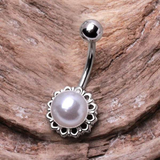 316L Stainless Steel White Faux Pearl Navel Ring - Shop Style & More | Fresh Looks, Everyday Deals & Free Shipping