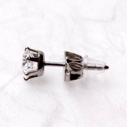 Pair of Titanium Clear Round CZ Stud Earrings - Shop Style & More | Fresh Looks, Everyday Deals & Free Shipping