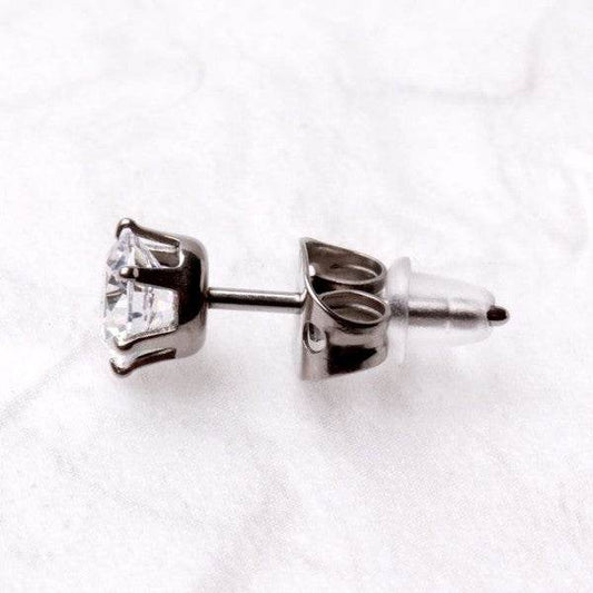 Pair of Titanium Clear Round CZ Stud Earrings - Shop Style & More | Fresh Looks, Everyday Deals & Free Shipping