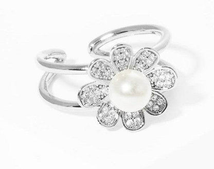 White Gold Dipped CZ Flower Acrylic Pearl - Shop Style & More | Fresh Looks, Everyday Deals & Free Shipping