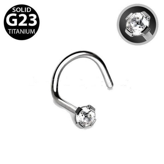 Titanium Prong Set CZ Screw Nose Ring - Shop Style & More | Fresh Looks, Everyday Deals & Free Shipping