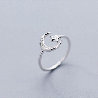 Moon and Star Sterling Silver Adjustable Ring - Shop Style & More | Fresh Looks, Everyday Deals & Free Shipping