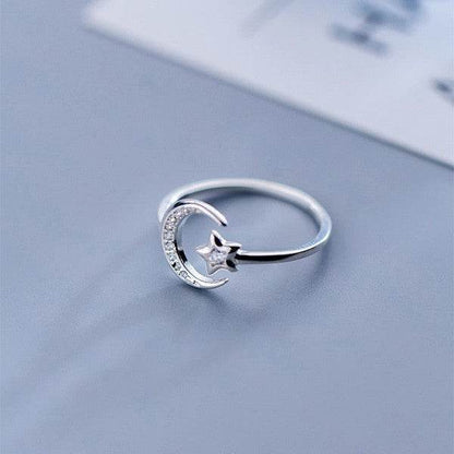 Moon and Star Sterling Silver Adjustable Ring - Shop Style & More | Fresh Looks, Everyday Deals & Free Shipping
