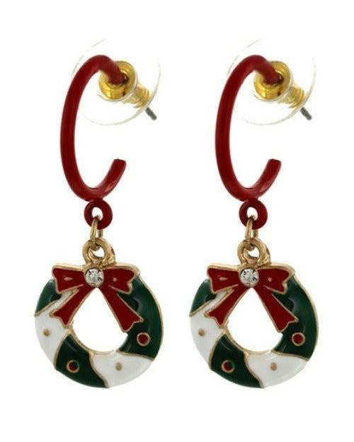 Christmas Wreath Dangle Hoop Earrings - Shop Style & More | Fresh Looks, Everyday Deals & Free Shipping