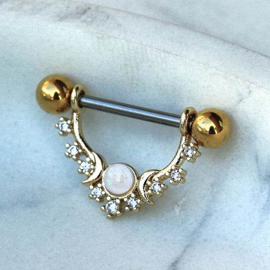 Gold Plated Multi Jeweled Moon and Stars Nipple - Shop Style & More | Fresh Looks, Everyday Deals & Free Shipping