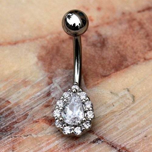 316L Stainless Steel Teardrop Cut CZ Navel Ring - Shop Style & More | Fresh Looks, Everyday Deals & Free Shipping
