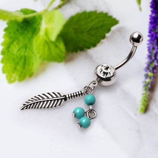 316L Surgical Steel Navel Ring with Feather and - Shop Style & More | Fresh Looks, Everyday Deals & Free Shipping