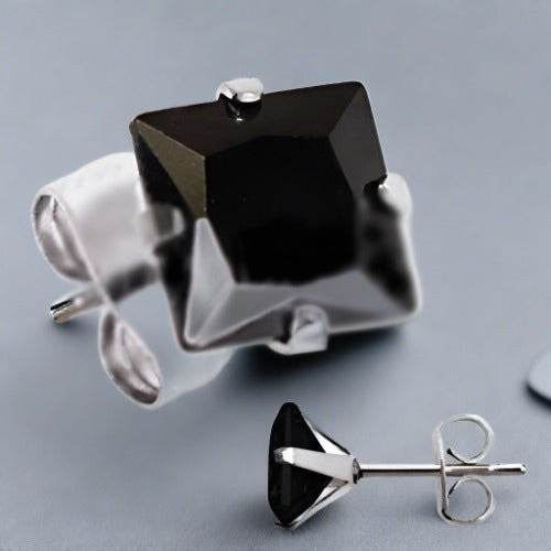 Pair of 316L Stainless Steel Black Princess Cut CZ - Shop Style & More | Fresh Looks, Everyday Deals & Free Shipping