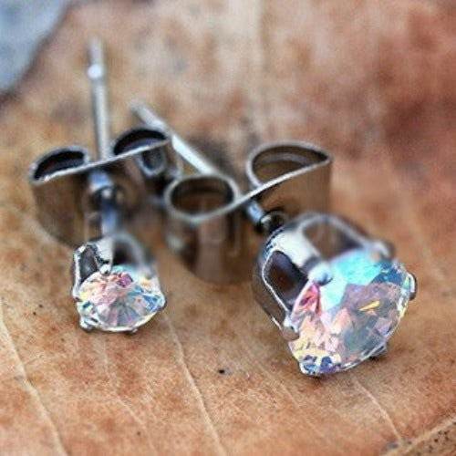 Pair of 316L Stainless Steel Aurora Borealis Round - Shop Style & More | Fresh Looks, Everyday Deals & Free Shipping