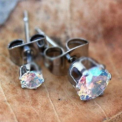 Pair of 316L Stainless Steel Aurora Borealis Round - Shop Style & More | Fresh Looks, Everyday Deals & Free Shipping