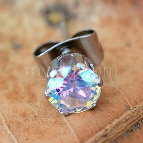 Pair of 316L Stainless Steel Aurora Borealis Round - Shop Style & More | Fresh Looks, Everyday Deals & Free Shipping