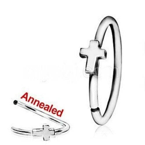 316L Surgical Steel Annealed Cross Nose Hoop - Shop Style & More | Fresh Looks, Everyday Deals & Free Shipping