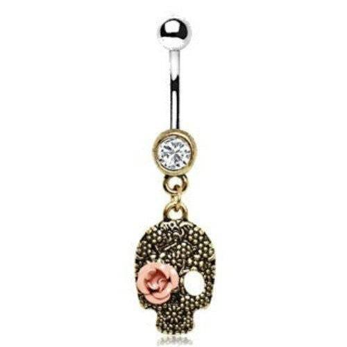 Pink Rose Skull Dangle Navel Ring - Shop Style & More | Fresh Looks, Everyday Deals & Free Shipping