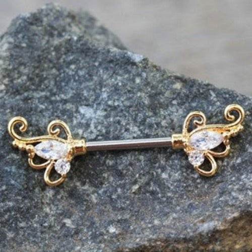 Gold Exotic Butterfly Nipple Bar - Shop Style & More | Fresh Looks, Everyday Deals & Free Shipping