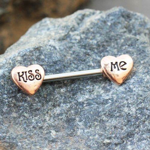 Rose Gold Kiss Me Heart Nipple Bar - Shop Style & More | Fresh Looks, Everyday Deals & Free Shipping