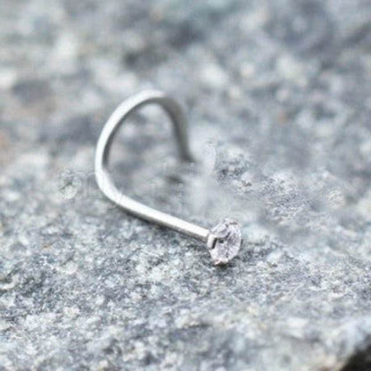316L Stainless Steel Prong Set CZ Screw Nose Ring - Shop Style & More | Fresh Looks, Everyday Deals & Free Shipping