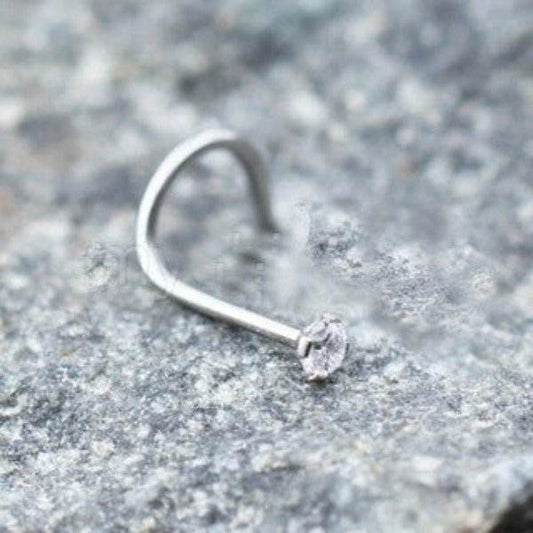 316L Stainless Steel Prong Set CZ Screw Nose Ring - Shop Style & More | Fresh Looks, Everyday Deals & Free Shipping