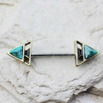 Gold Plated Turquoise Triangle Pyramid Nipple Bar - Shop Style & More | Fresh Looks, Everyday Deals & Free Shipping