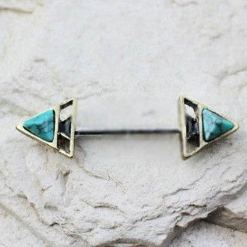 Gold Plated Turquoise Triangle Pyramid Nipple Bar - Shop Style & More | Fresh Looks, Everyday Deals & Free Shipping