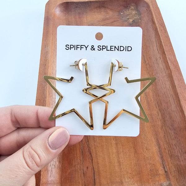 Luxe Star Hoops - Gold - Shop Style & More | Fresh Looks, Everyday Deals & Free Shipping