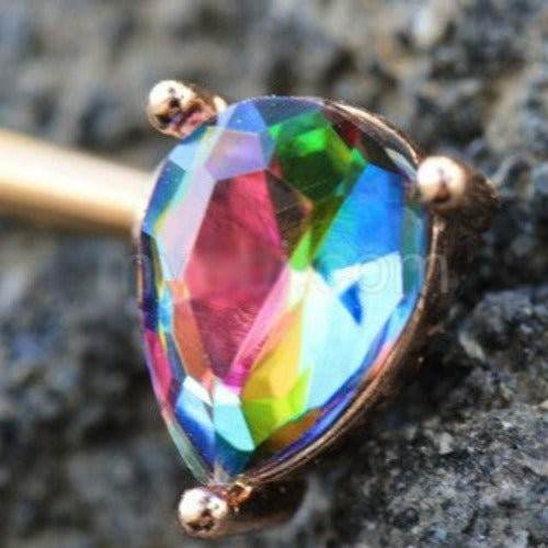Rose Gold Tear Drop Vitrail Medium CZ Nipple Bar - Shop Style & More | Fresh Looks, Everyday Deals & Free Shipping