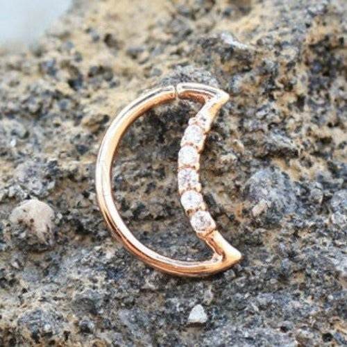 Annealed Rose Gold Jeweled Crescent Moon Cartilage - Shop Style & More | Fresh Looks, Everyday Deals & Free Shipping